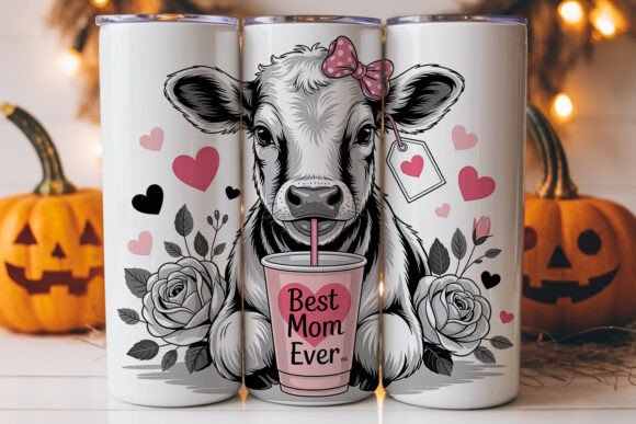 Best Mom Ever Cow Graphics for Tumbler Wraps