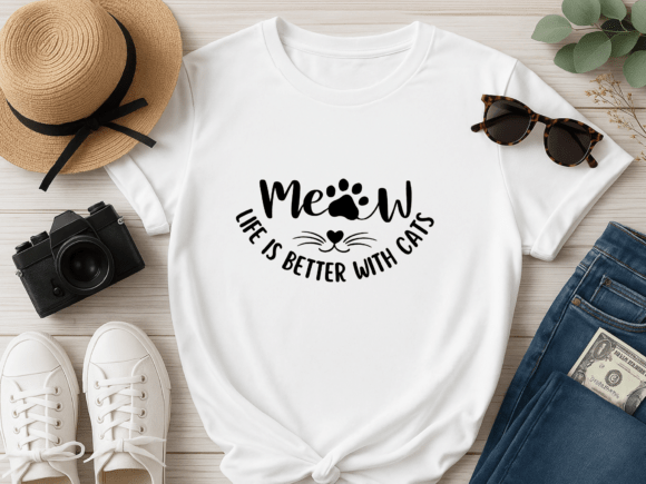 Cat Shirt Life is Better with Cats SVG: Graphics for T-Shirt Designs