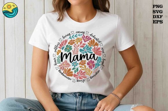 Floral Mama Circle Quote SVG PNG for T-Shirt Designs & Graphics