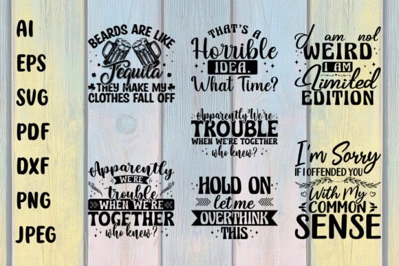 Funny Quote Typography SVG Design Bundle: Graphics for Flyers Amp