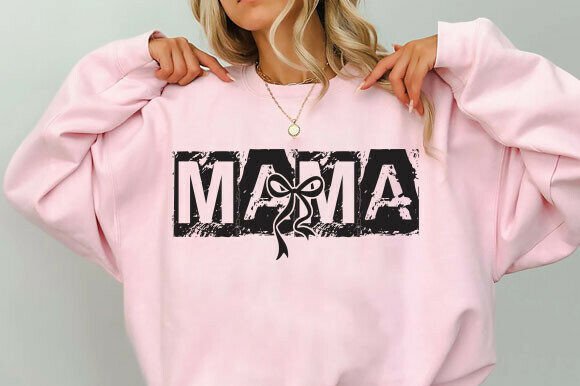 Mama SVG & Cute Bow PNG for T-Shirt Graphics