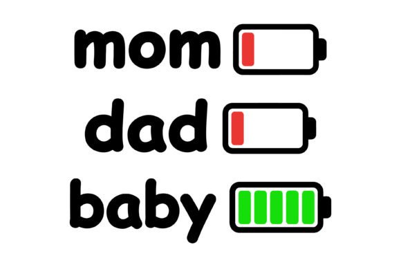 Mom Dad Baby Battery Status: Graphics for T-Shirt Designs