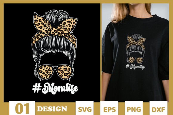 Mom Life Leopard SVG for Graphics and T-Shirt Designs