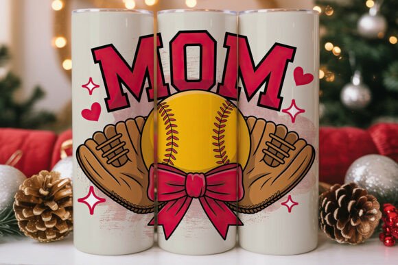 MOM Softball Glove Graphics for Tumbler Wraps