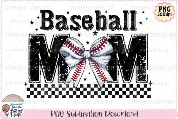 Retro Baseball Mom Bow Graphics for T-Shirt Designs