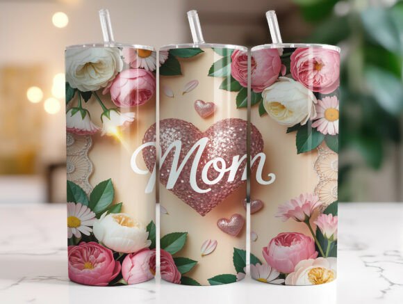 Review: Valentine Floral Mom Tumbler Wrap Design